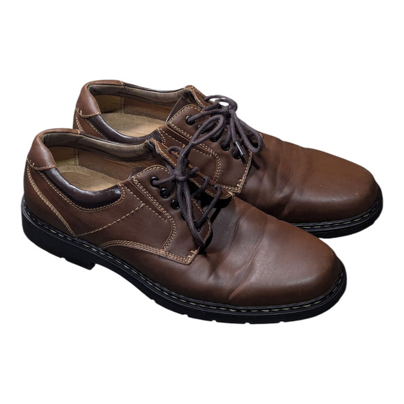 Dockers - Men\'s - Warden Rugged Oxford Shoes - In Brown Leather - Size 10.5 -GUC